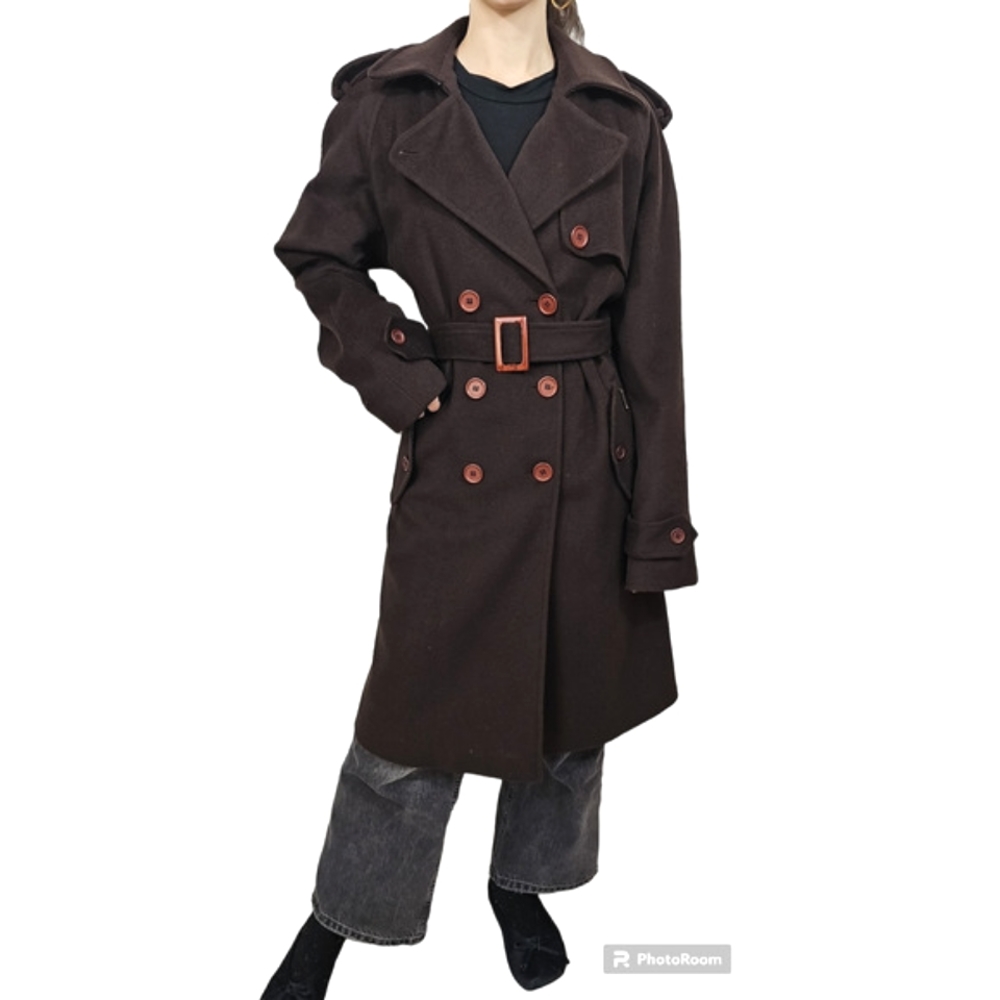 ♦️ Unavailabe♦️Yumi Mazao Wool-Blend Double-Breasted Trench Coat | Size 2